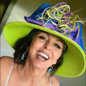 Green purple blue Kentucky derby hat